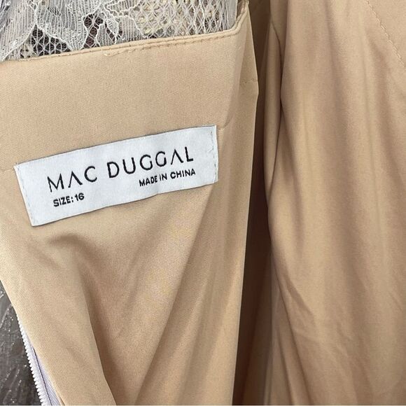 Mac Duggal 79374 Rose Applique Floral Embroidered Beaded Lace Maxi Gown, Size 16 - Picture 10 of 16